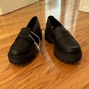 Women’s black platform loafers